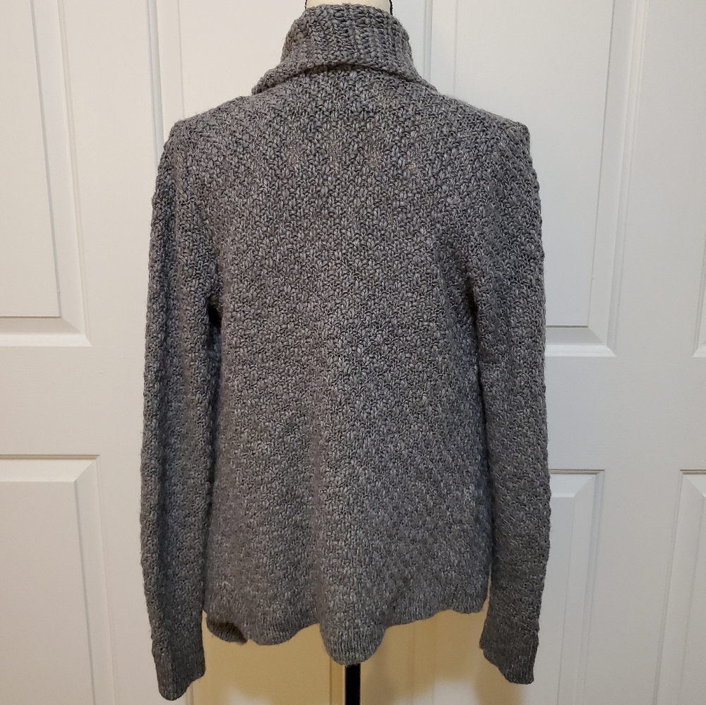 Loft Chunky Wool Gray Open Front Cardigan - image 2